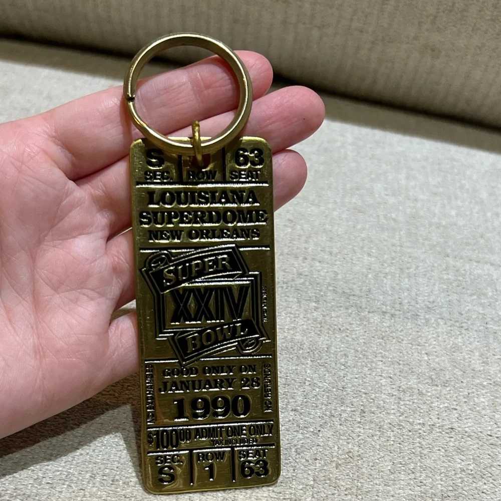 1990 Super Bowl XXVI Keychain 49ers vs Broncos
